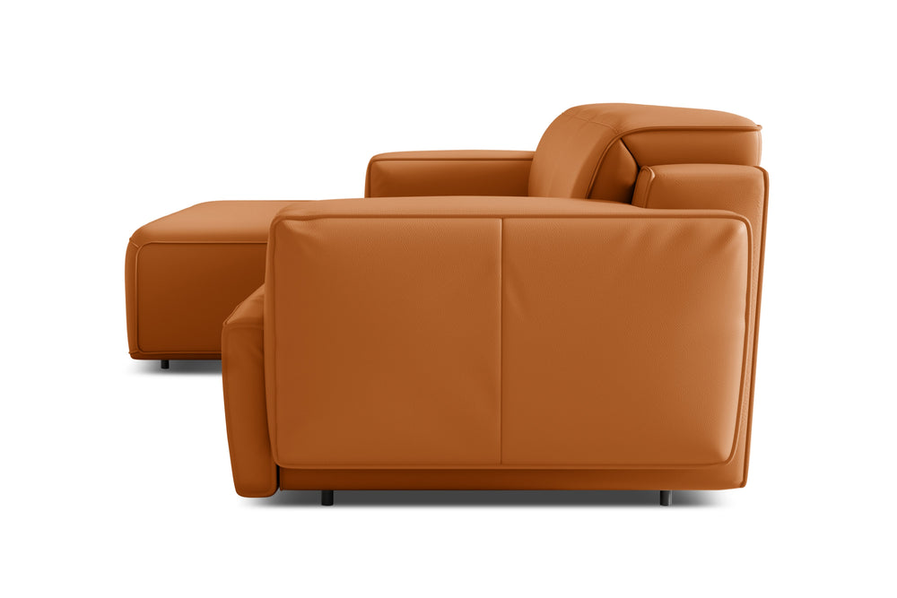 Valencia Valentina Leather Three Seats with Left Chaise Recliner Sofa, Cognac