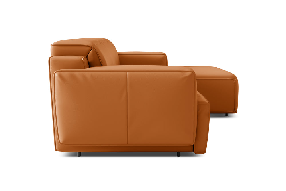 Valencia Valentina Leather Three Seats with Right Chaise Recliner Sofa, Cognac