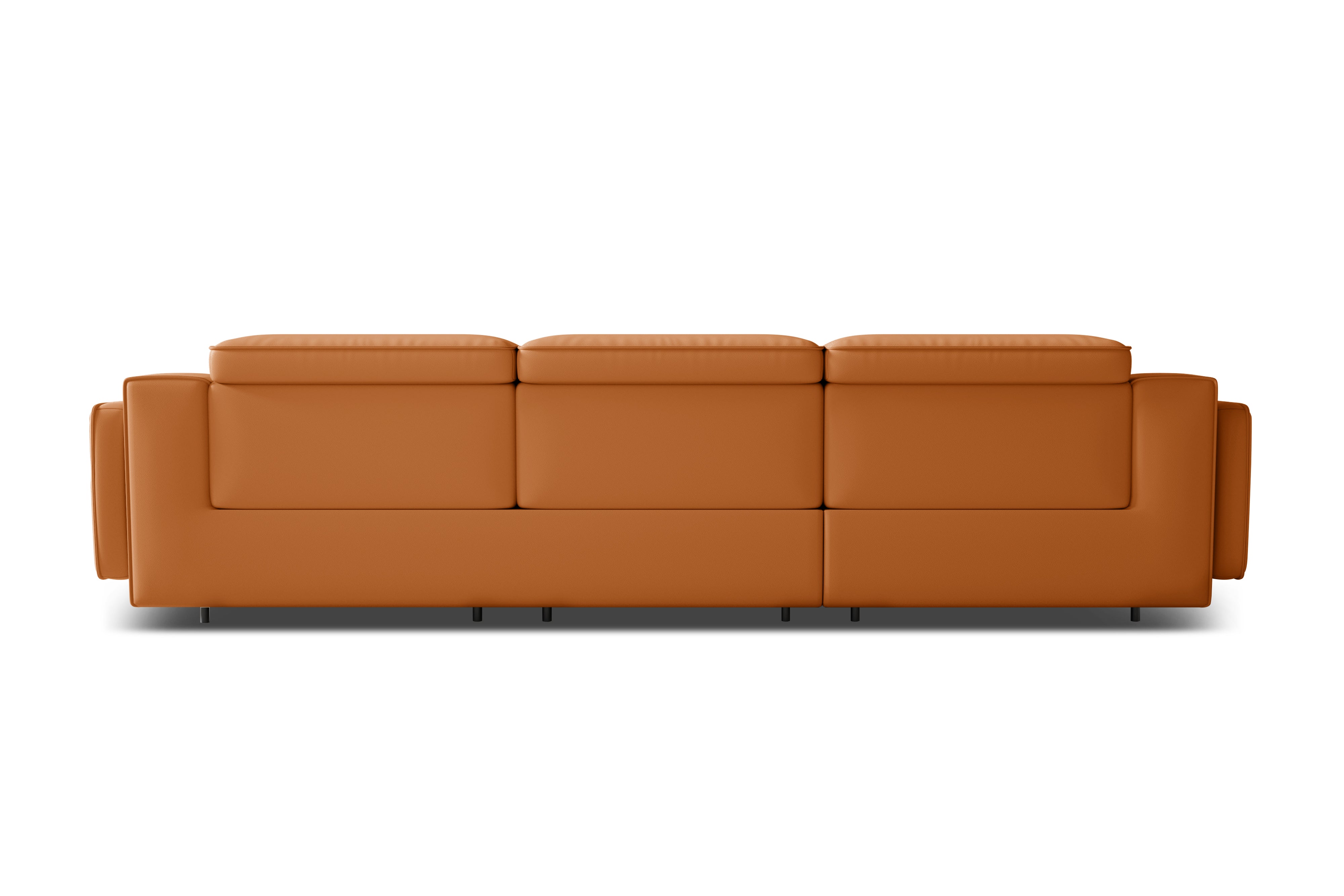 Valencia Valentina Leather Three Seats with Right Chaise Recliner Sofa, Cognac