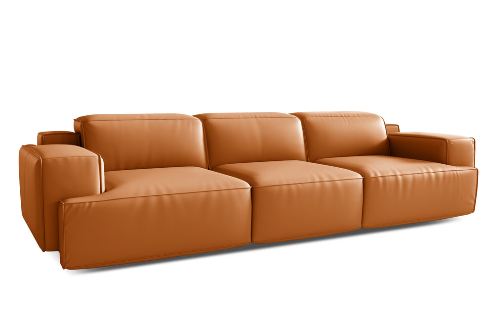 Valencia Valentina Leather Three Seats Recliner Sofa, Cognac