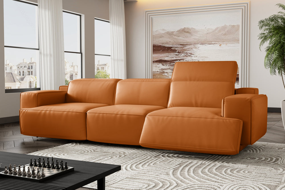 Valencia Valentina Leather Three Seats Recliner Sofa, Cognac