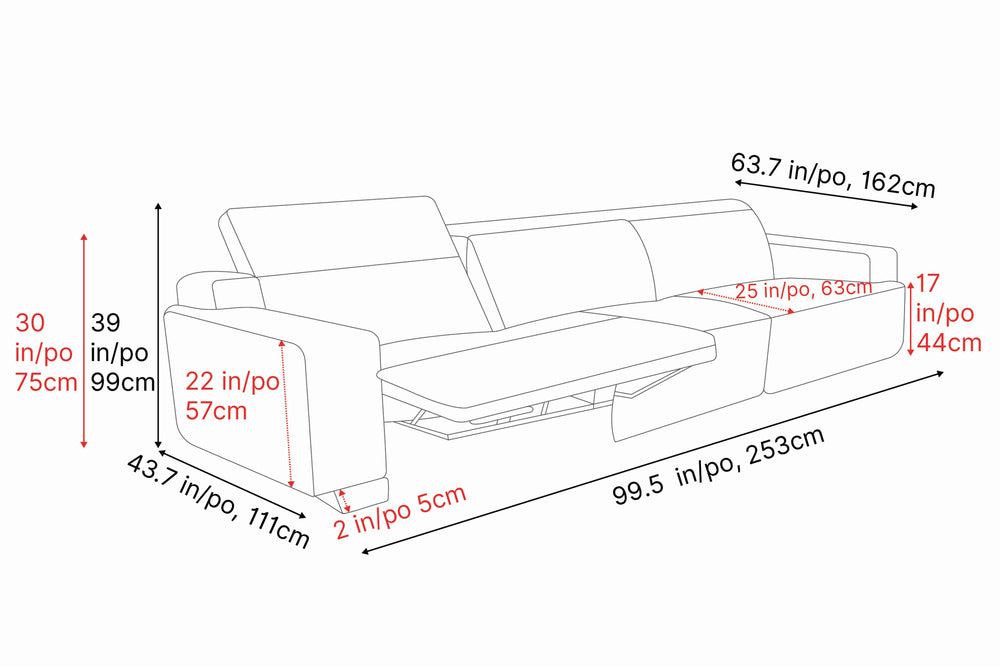 Valencia Valentina Leather Three Seats Recliner Sofa, Cognac