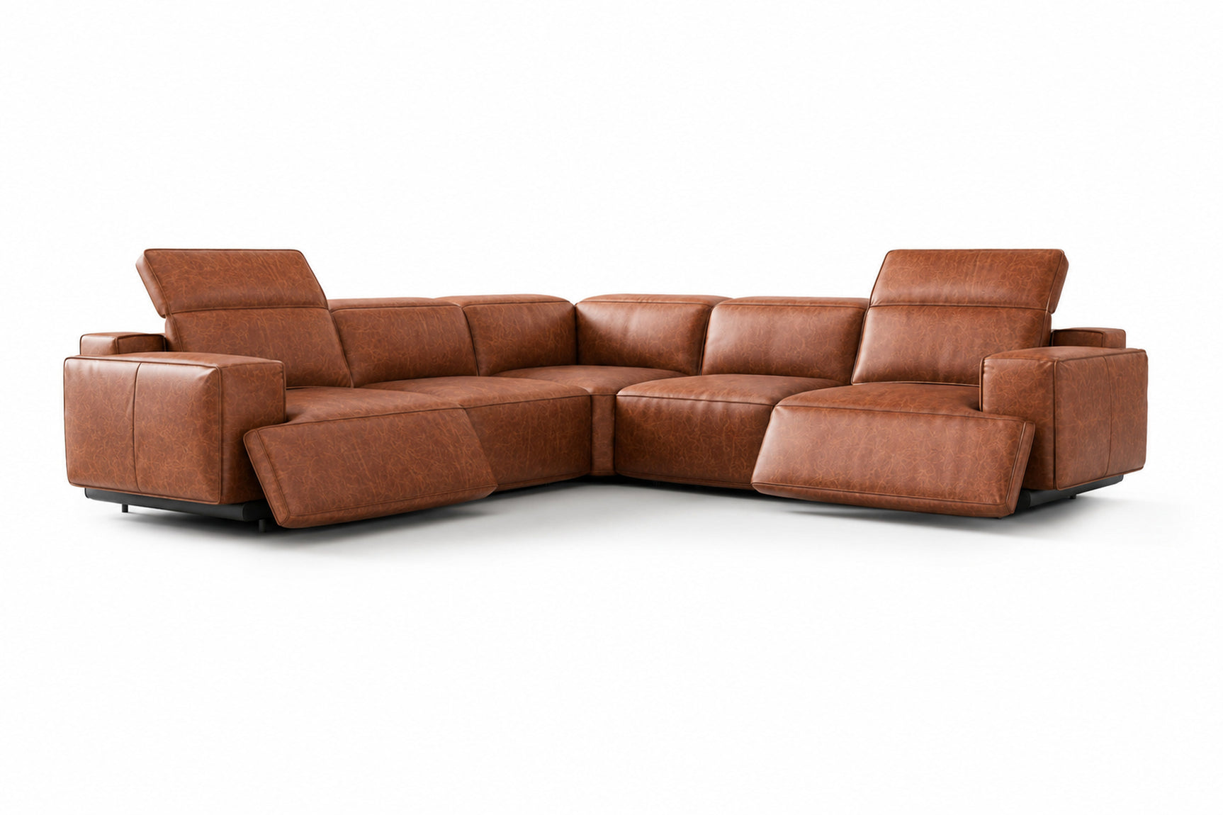 Valencia Valentina Distressed Leather Corner Recliner Sectional Sofa