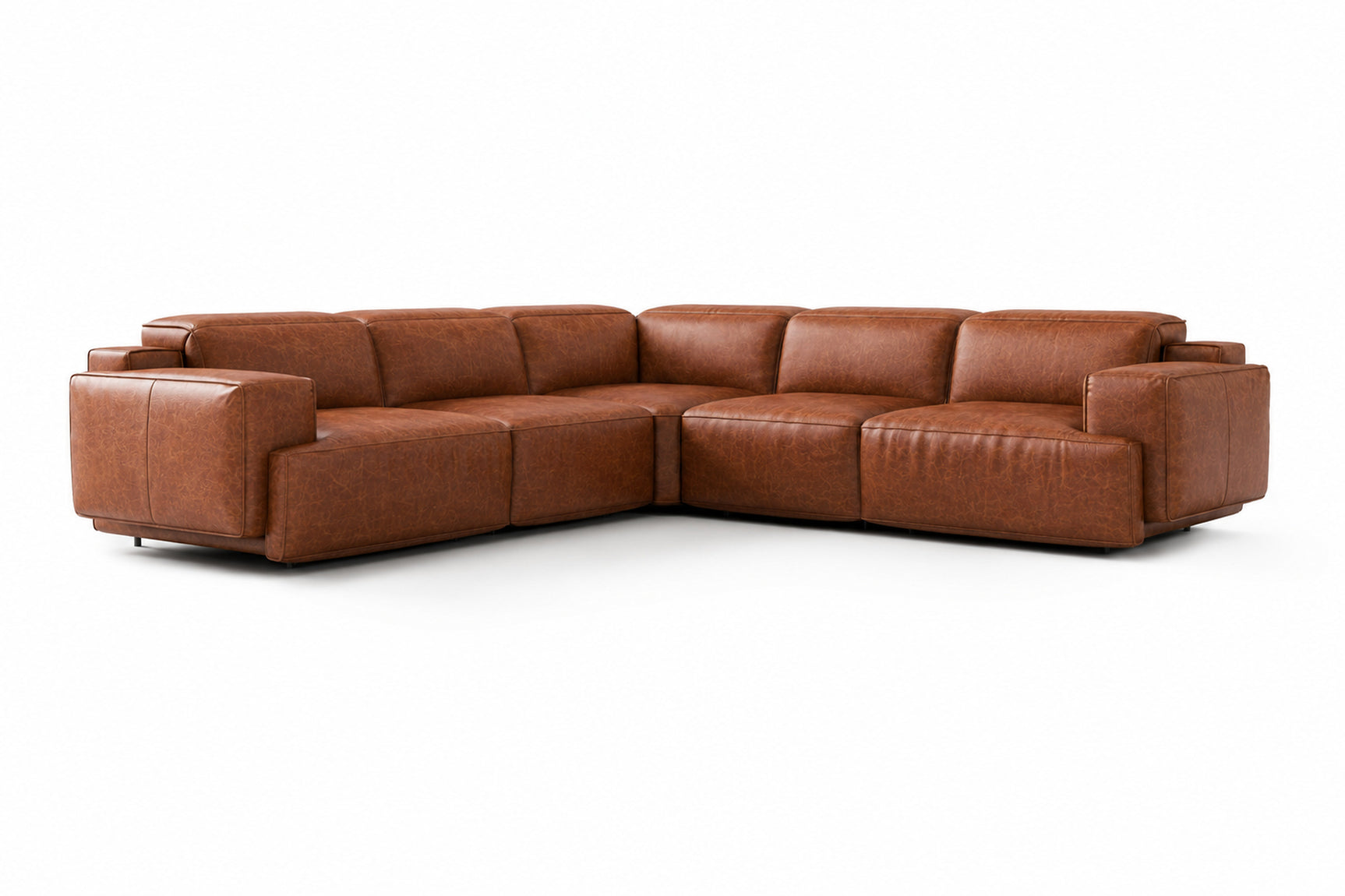 Valencia Valentina Distressed Leather Corner Recliner Sectional Sofa