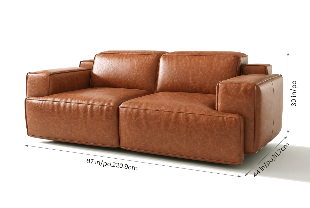 Valentina recliner Sofa in distressed Italian aniline leather