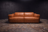 Valentina recliner Sofa in distressed Italian aniline leather