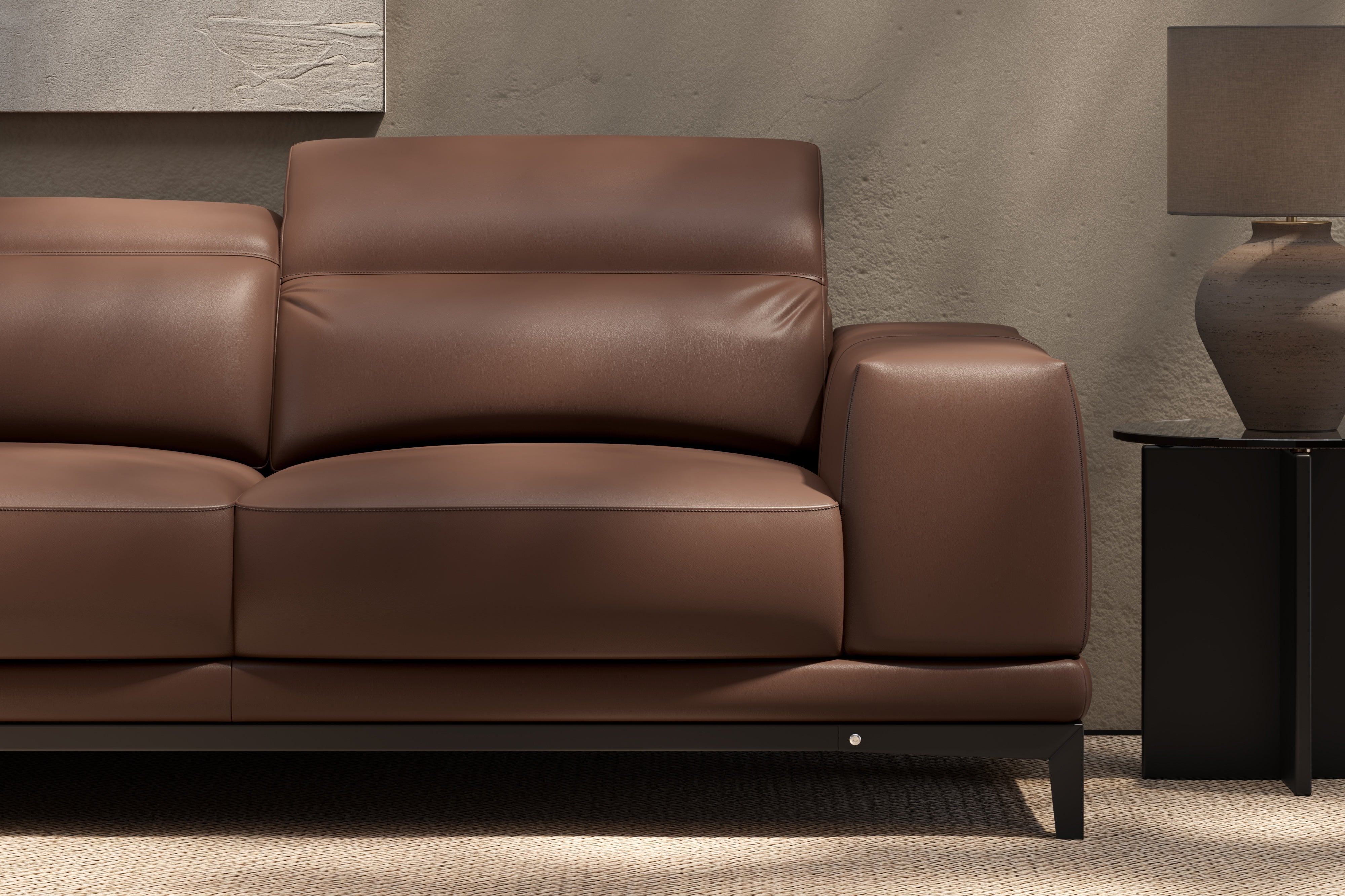 Valencia Valletta Top Grain Leather Sofa, L-Shape with Left Chaise, Dark Brown