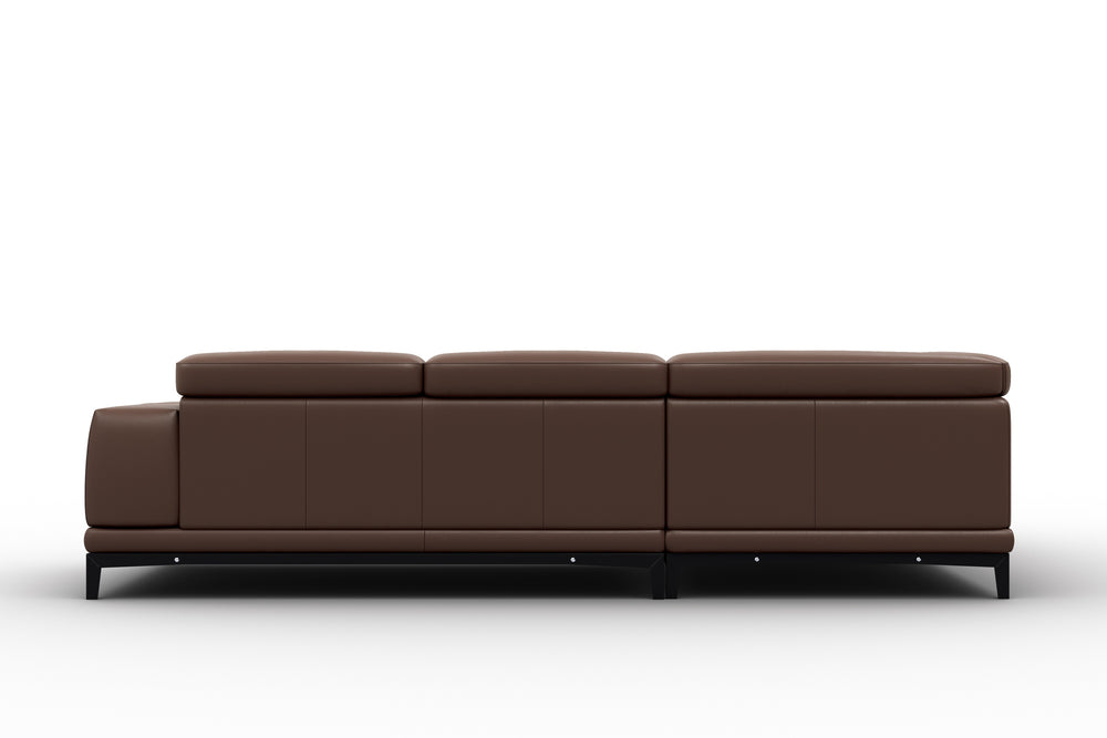 Valletta Sectional Leather Sofa, L-Shape & Left Chaise, Dark Brown
