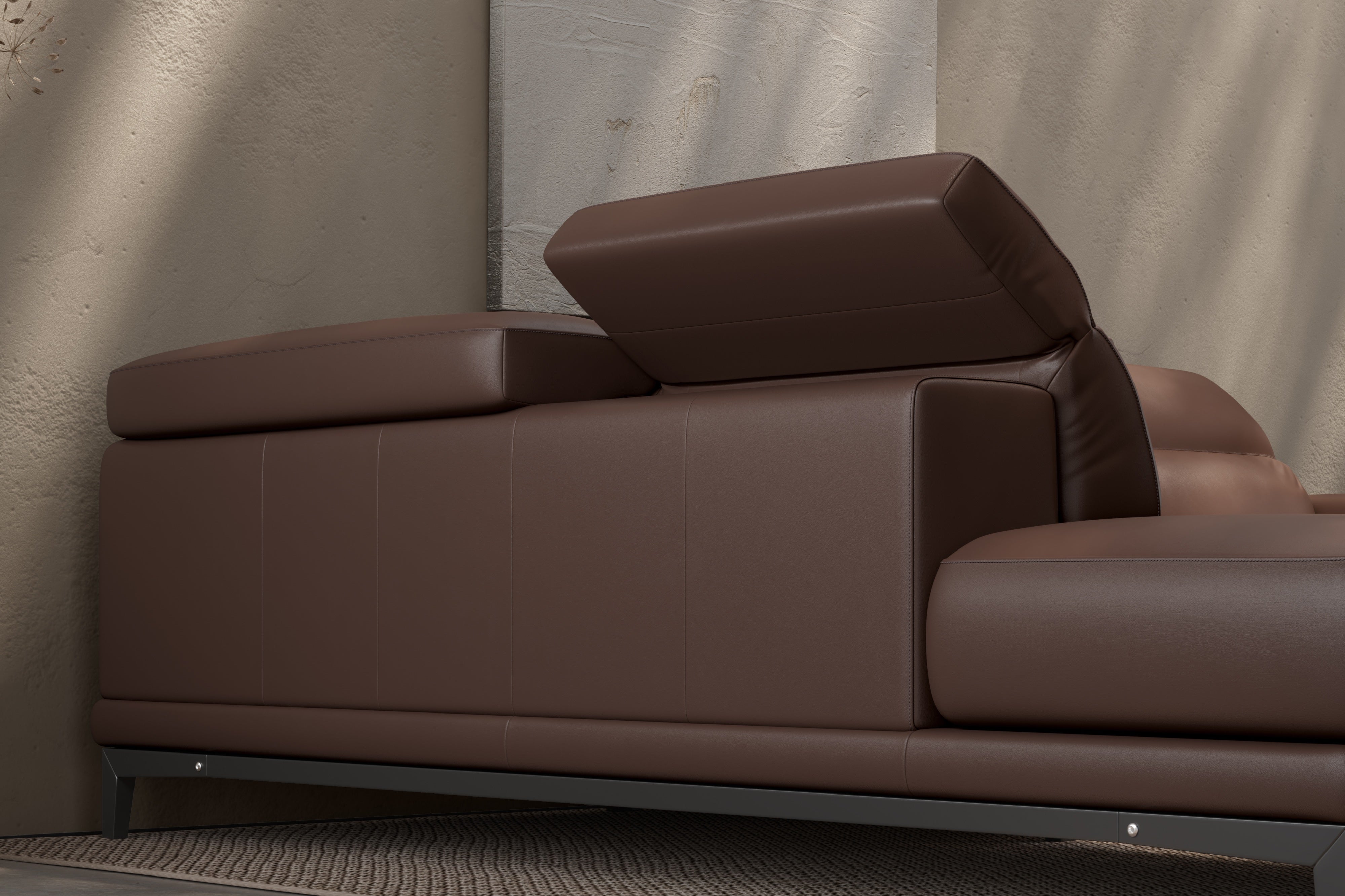 Valencia Valletta Top Grain Leather Sofa, L-Shape with Left Chaise, Dark Brown