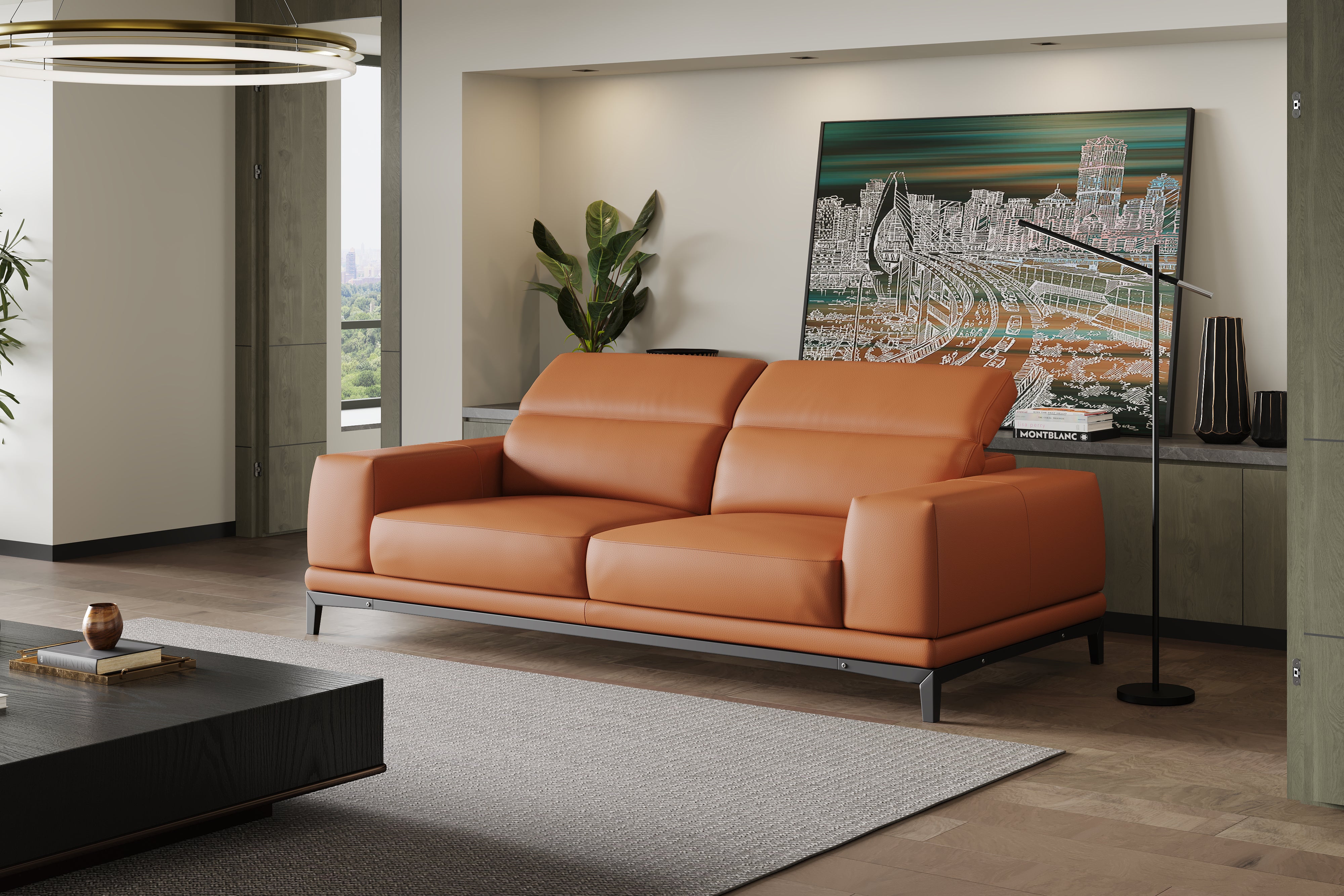 Valencia Valletta Top Grain Leather Wide Seats, Cognac