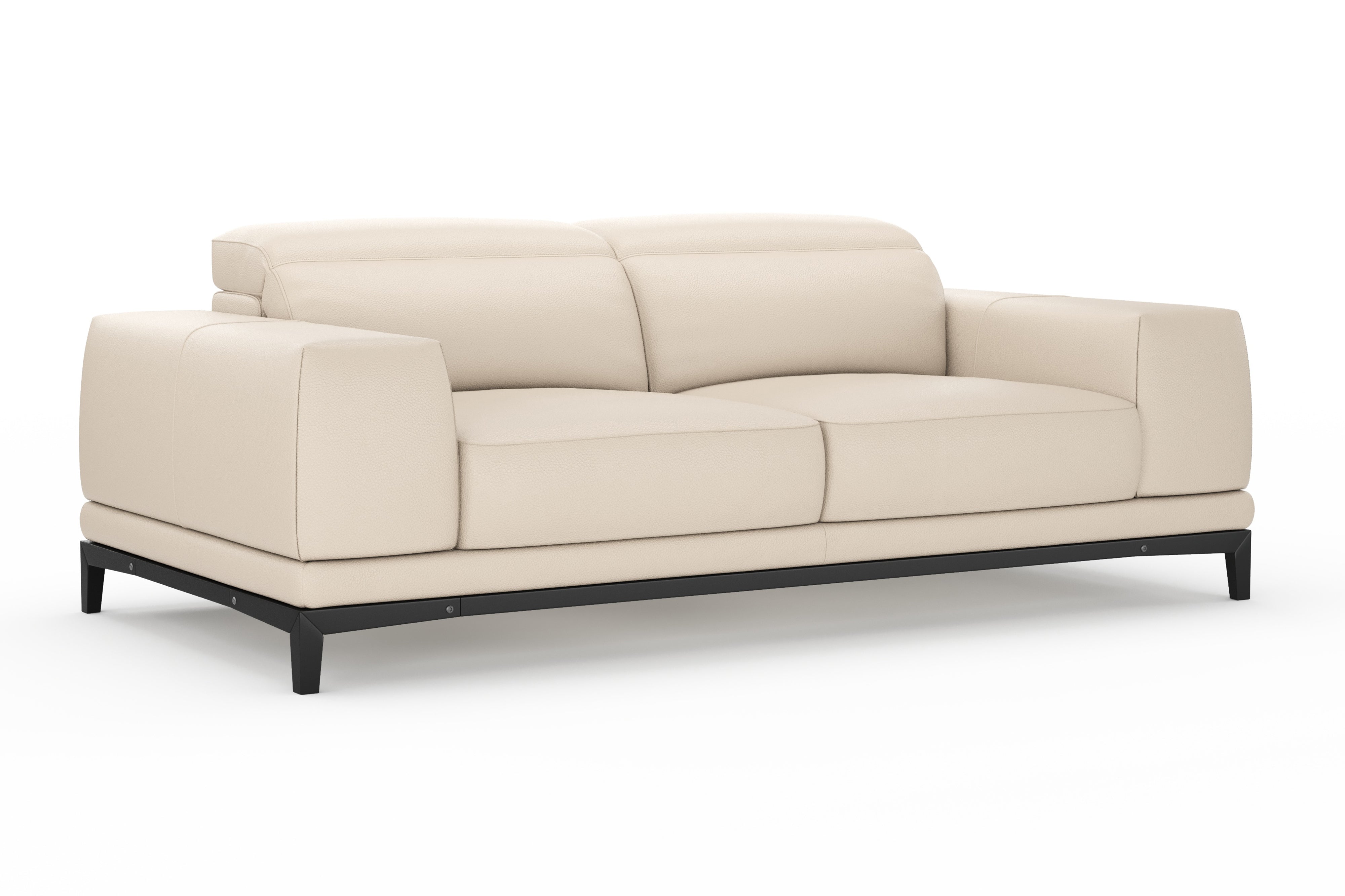 Valencia Valletta Top Grain Leather Loveseat Sofa, Rose Beige