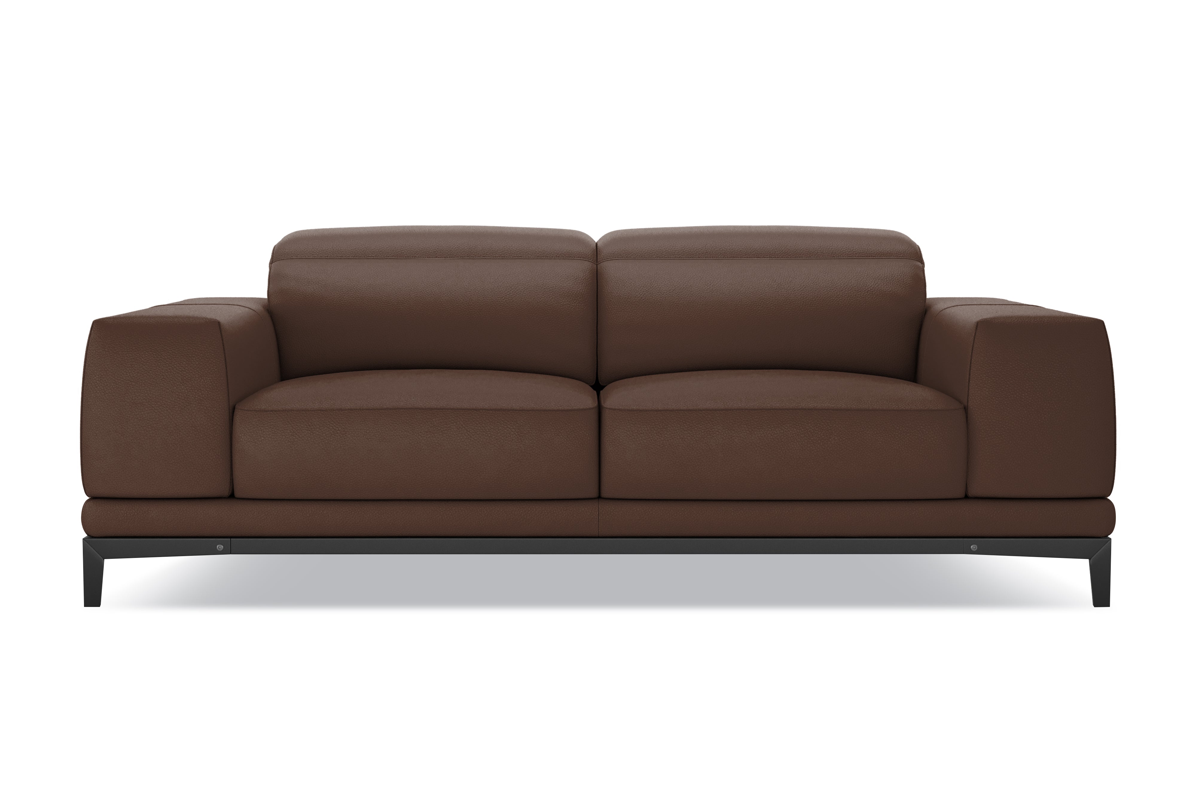 Valencia Valletta Top Grain Leather Loveseat Sofa, Dark Brown