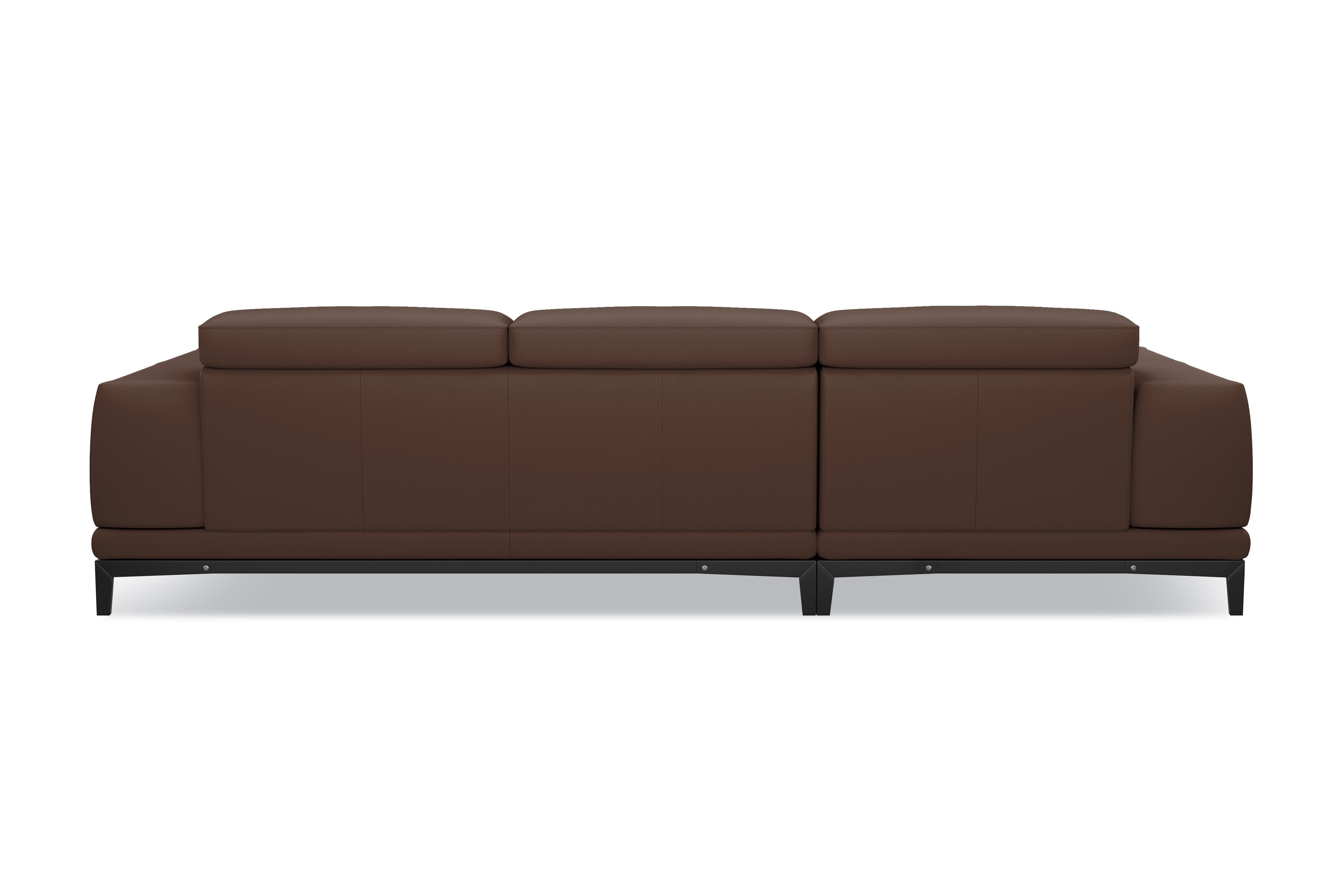 Valencia Valletta Top Grain Leather Three Seats with Left Chaise Sofa, Dark Brown