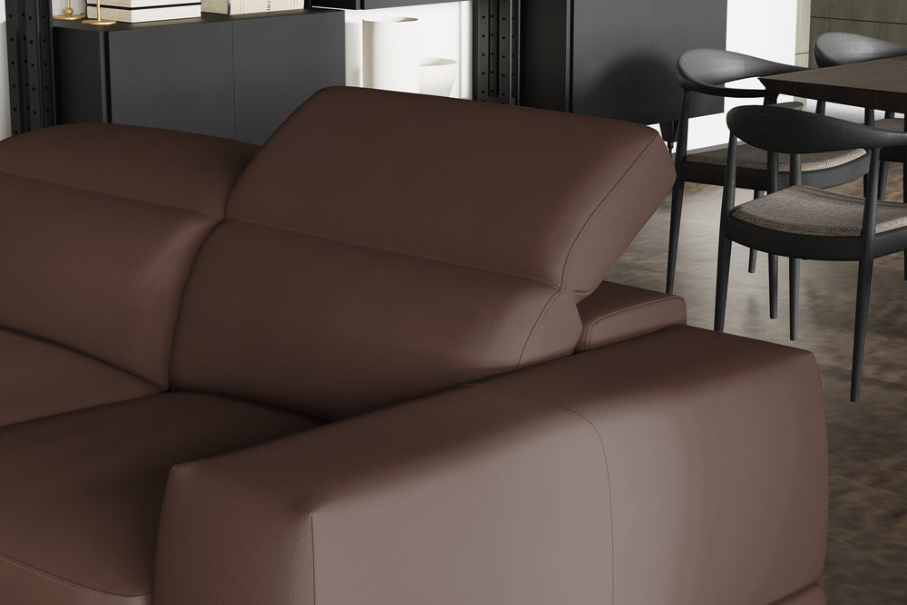 Valencia Valletta Top Grain Leather Three Seats with Left Chaise Sofa, Dark Brown