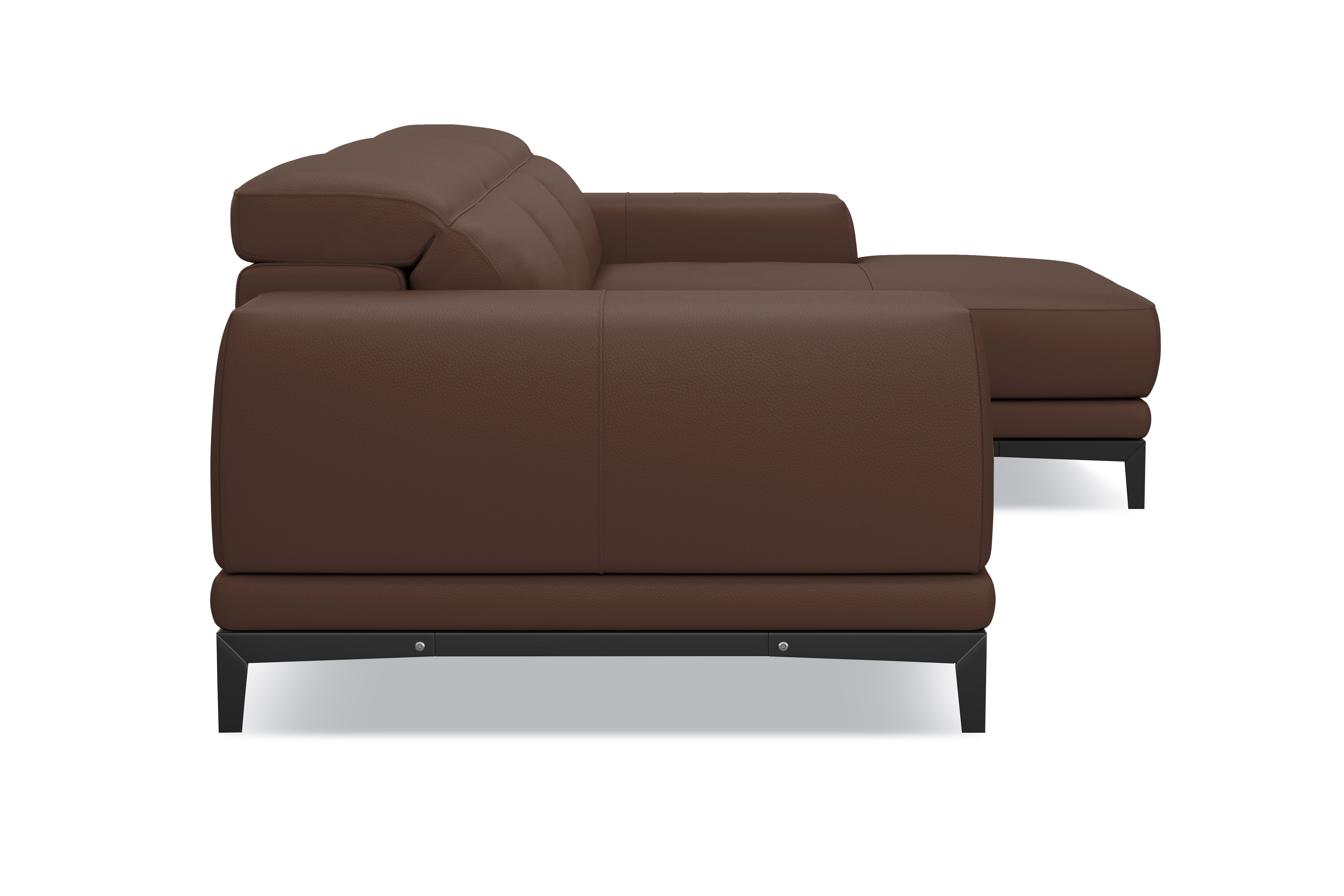 Valencia Valletta Top Grain Leather Three Seats with Right Chaise Sofa, Dark Brown