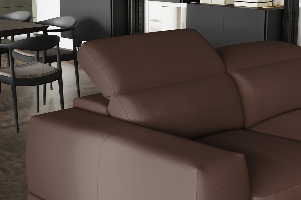 Valencia Valletta Top Grain Leather Three Seats with Right Chaise Sofa, Dark Brown