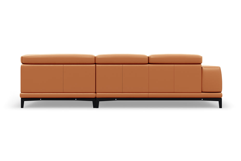 Valencia Valletta Top Grain Leather Sectional L-Shape with Right Chaise Sofa, Cognac