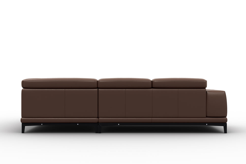Valletta Sectional Leather Sofa with Right Open End, Brown