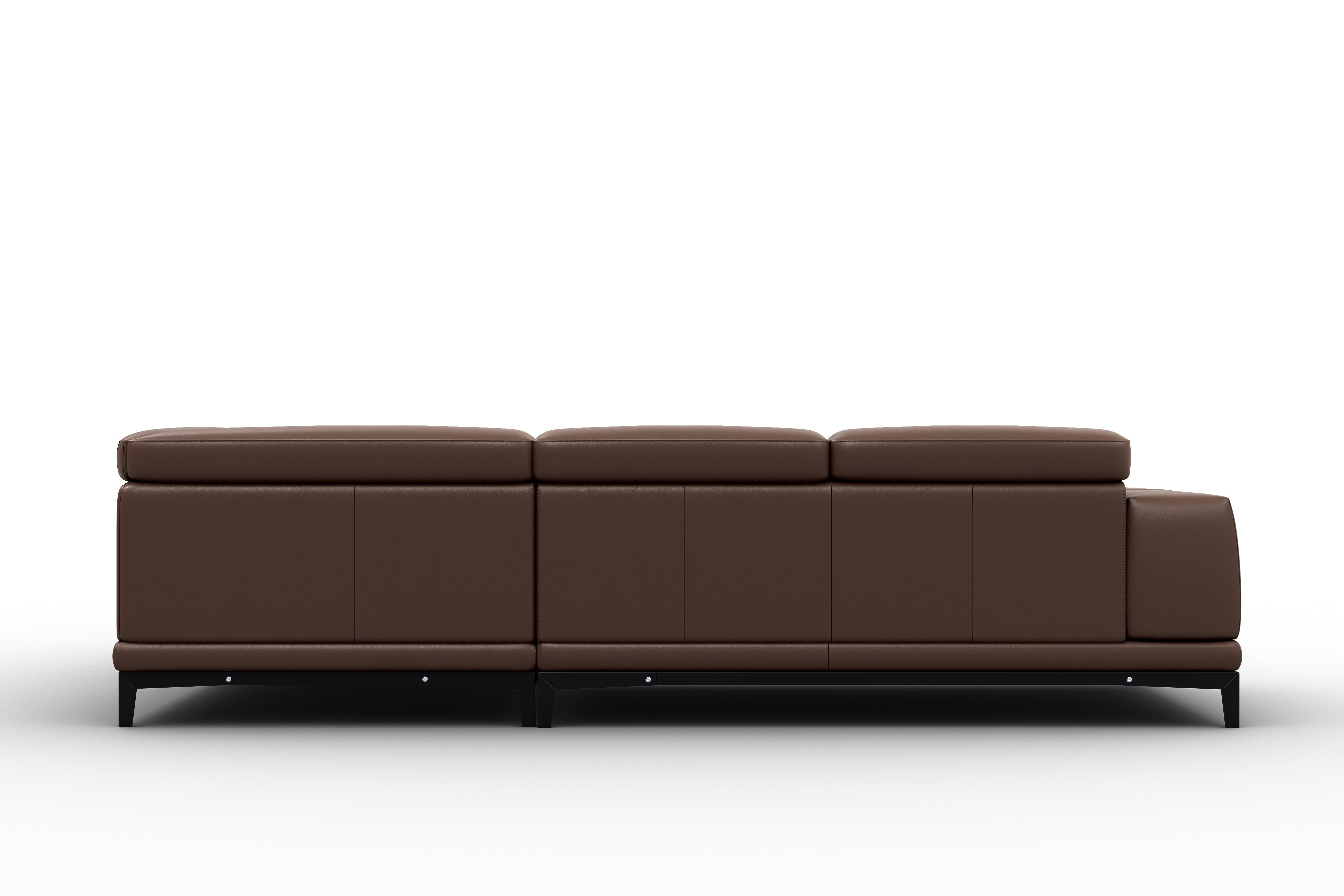 Valencia Valletta Top Grain Leather Sectional, L-Shape with Right Chaise Sofa, Dark Brown