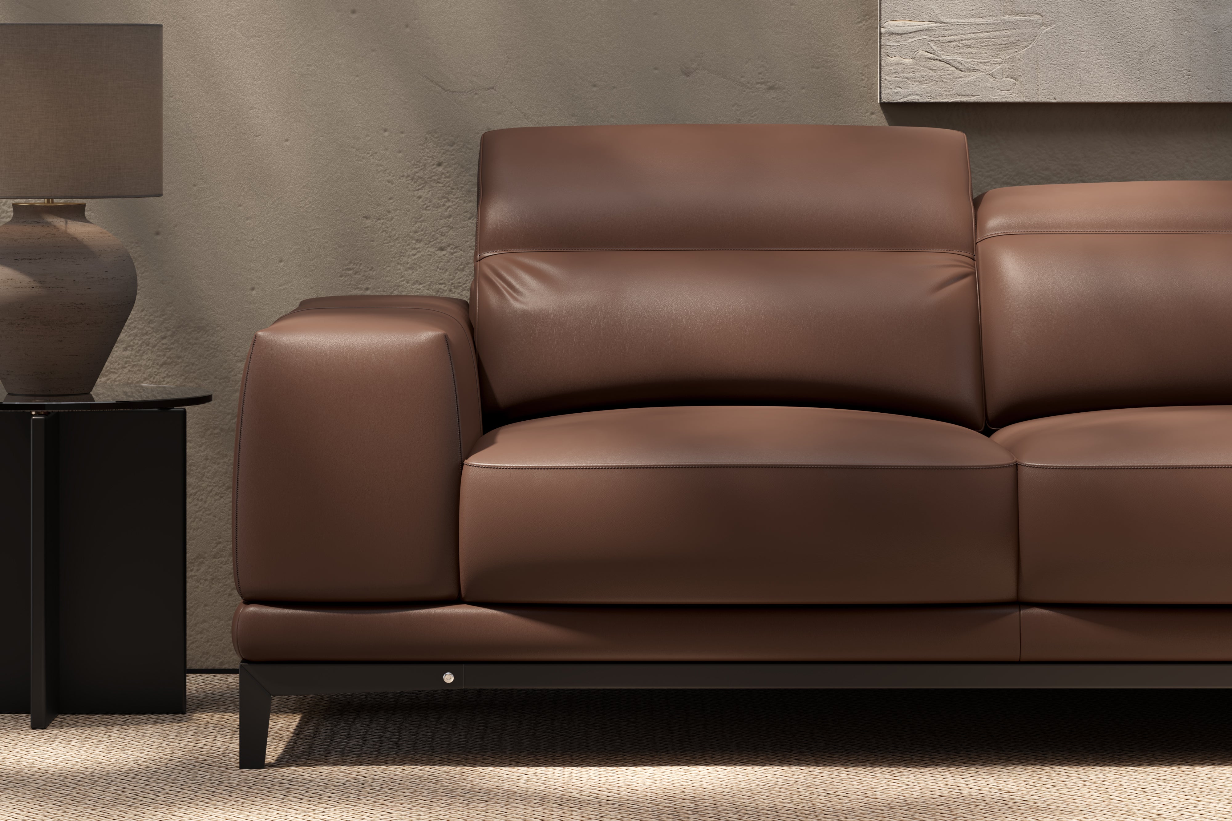 Valencia Valletta Top Grain Leather Sectional, L-Shape with Right Chaise Sofa, Dark Brown