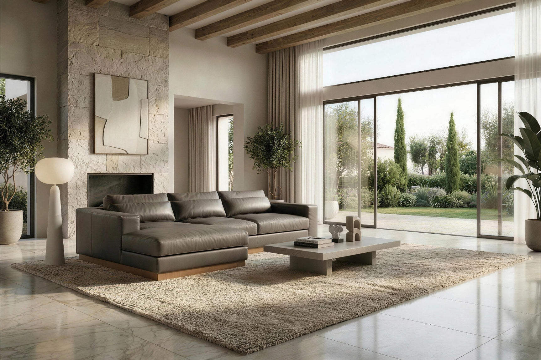 Vela Leather Sectional Sofa