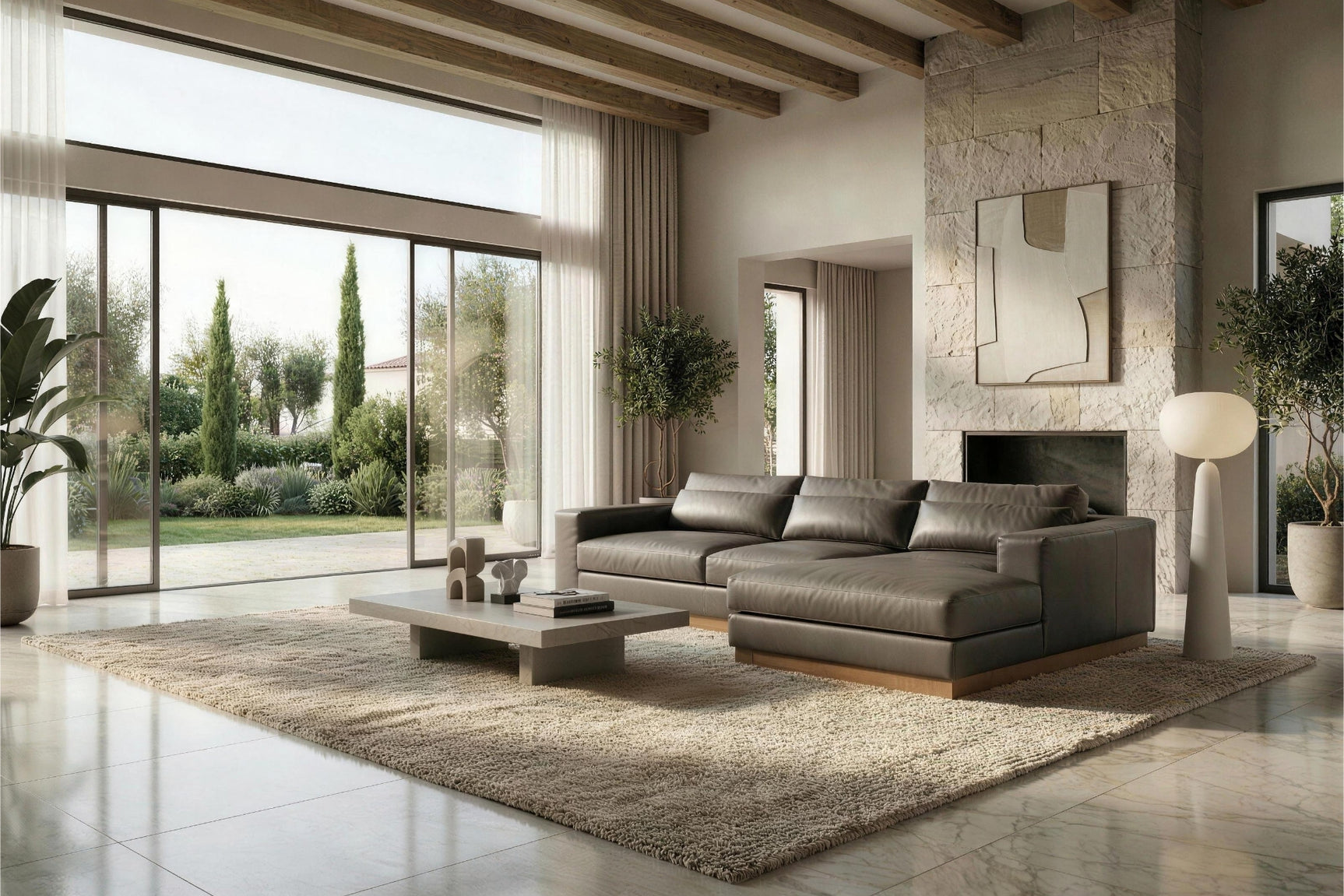 Vela Leather Sectional Sofa