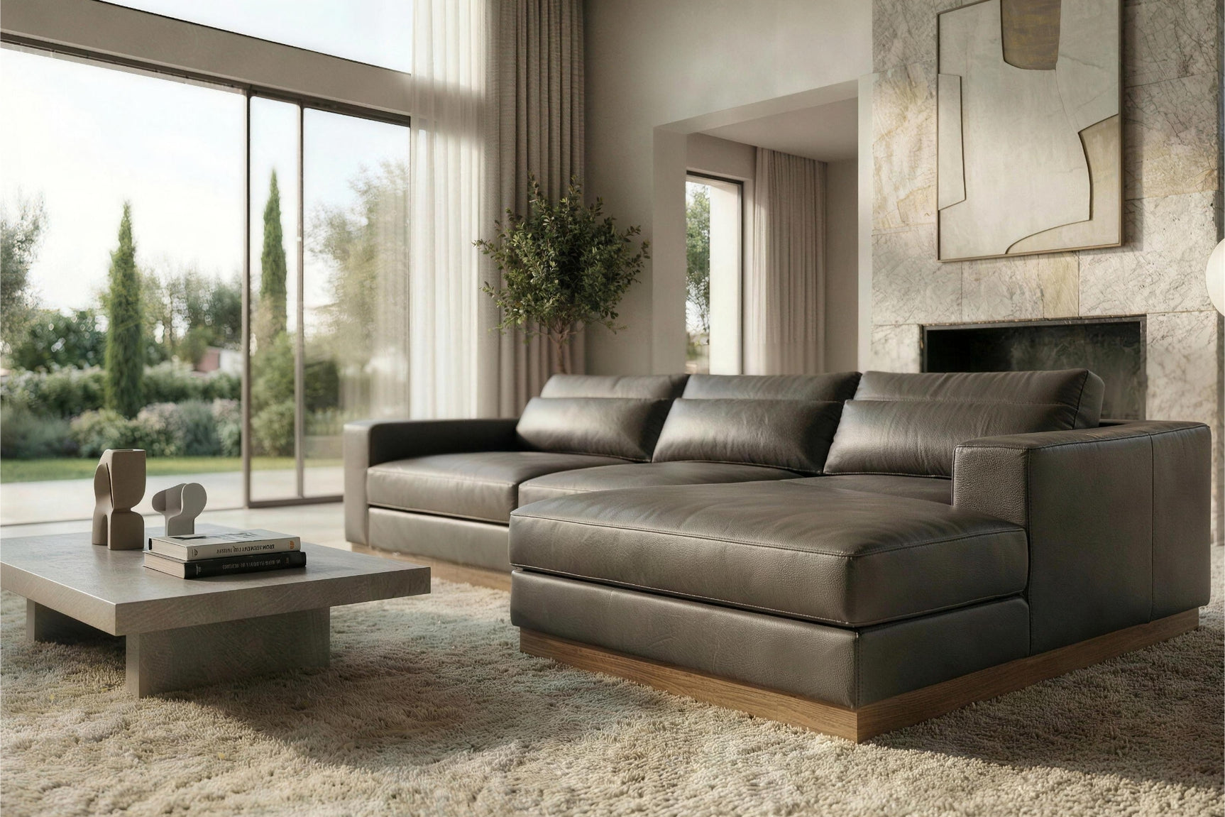 Vela Leather Sectional Sofa