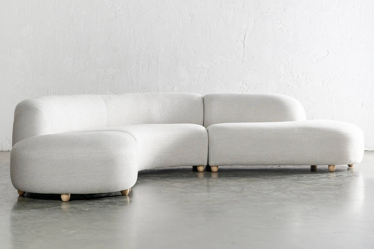 Valencia Vera Fabric Modular Three Seats Sofa, White