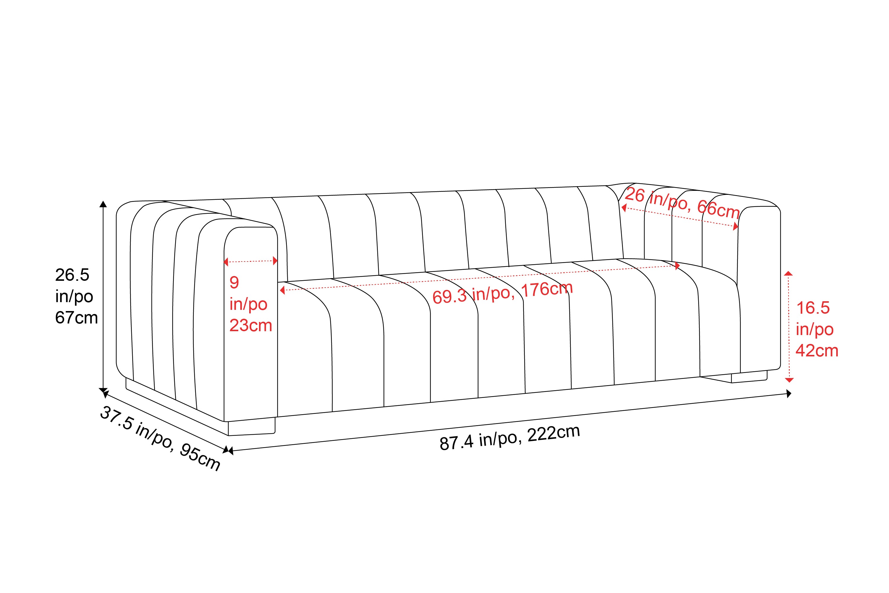 Valencia Victoria Top Grain Leather Three Seats Sofa, Cognac