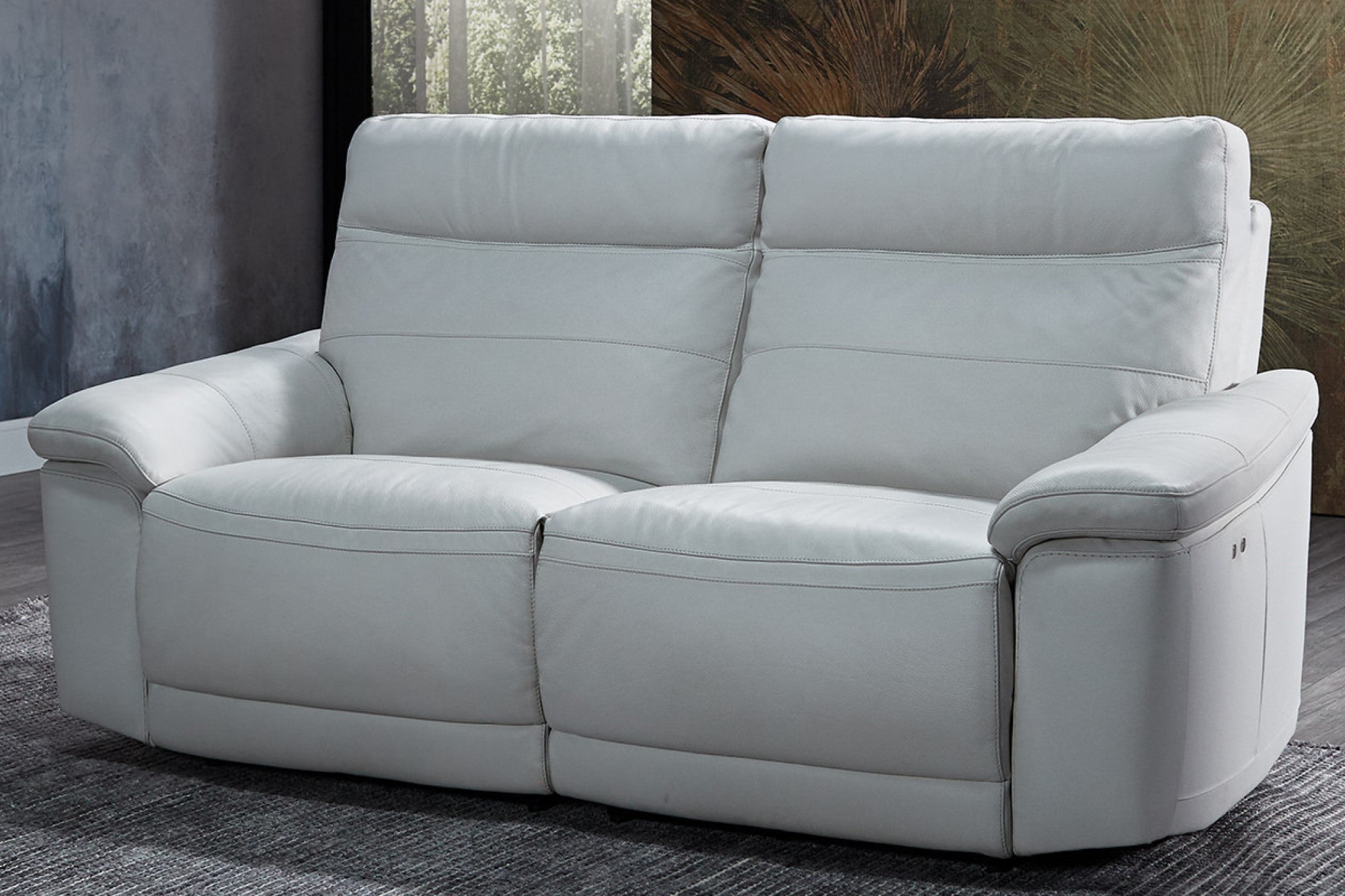 Valencia Vivian Top Grain Leather Wide Seats Sofa, Winter White