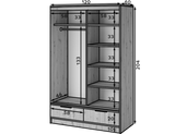 Voodi II Oak Wood Paneled Free Standing Wardrobe - Light Artisan Oak