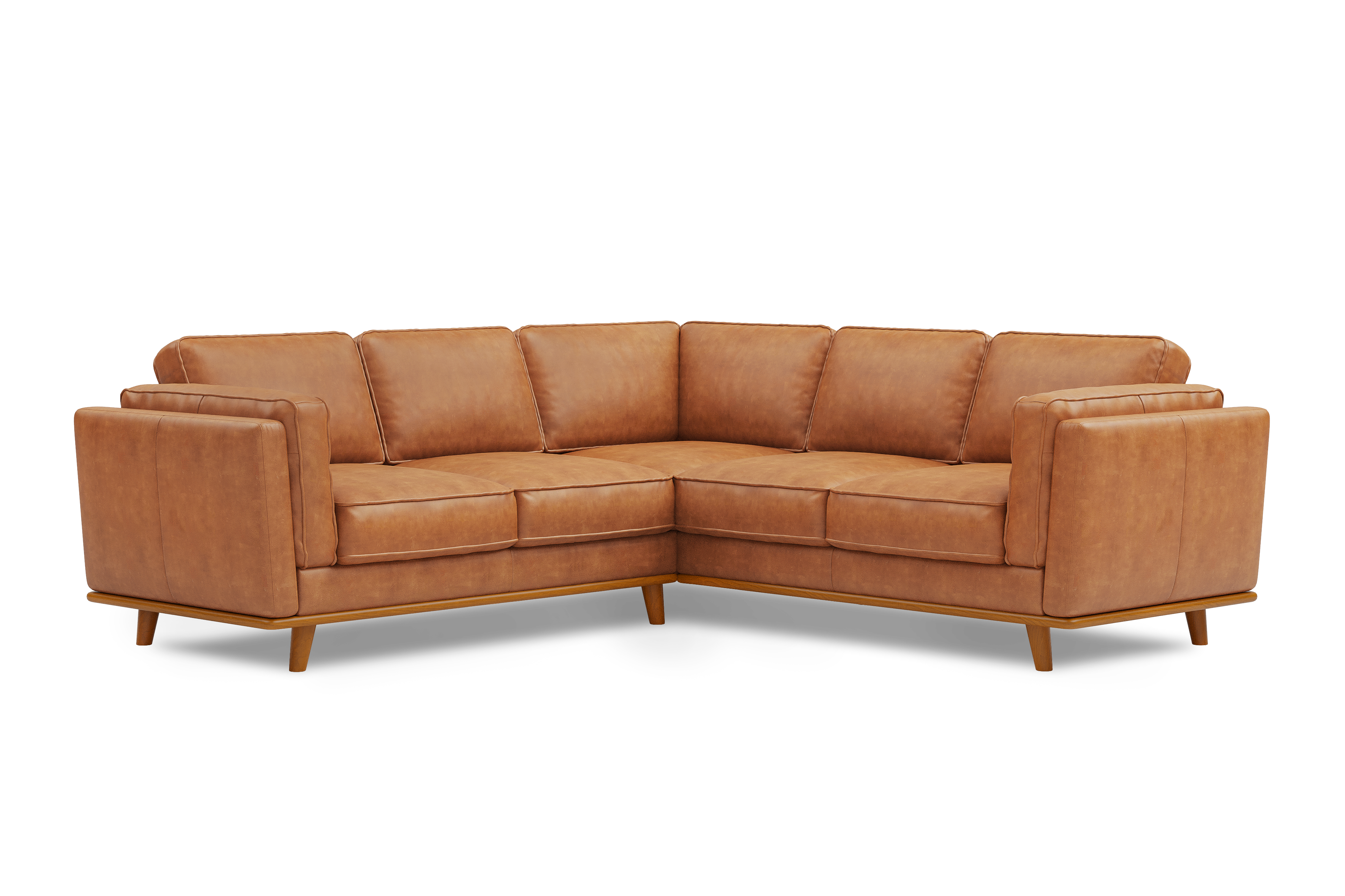 Valencia Artisan L-Shape Corner Leather Sectional Sofa, Cognac