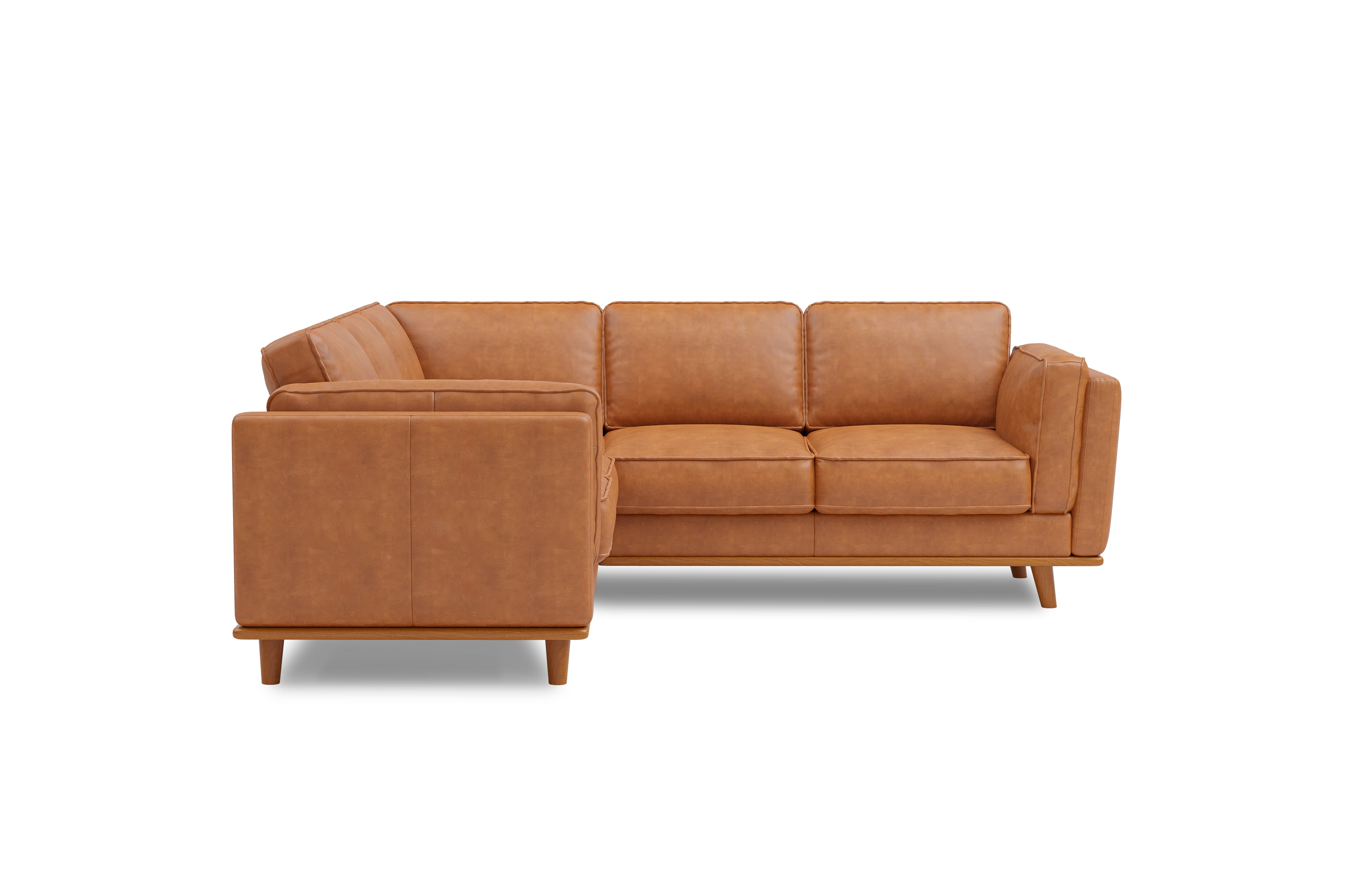 Valencia Artisan L-Shape Corner Leather Sectional Sofa, Cognac