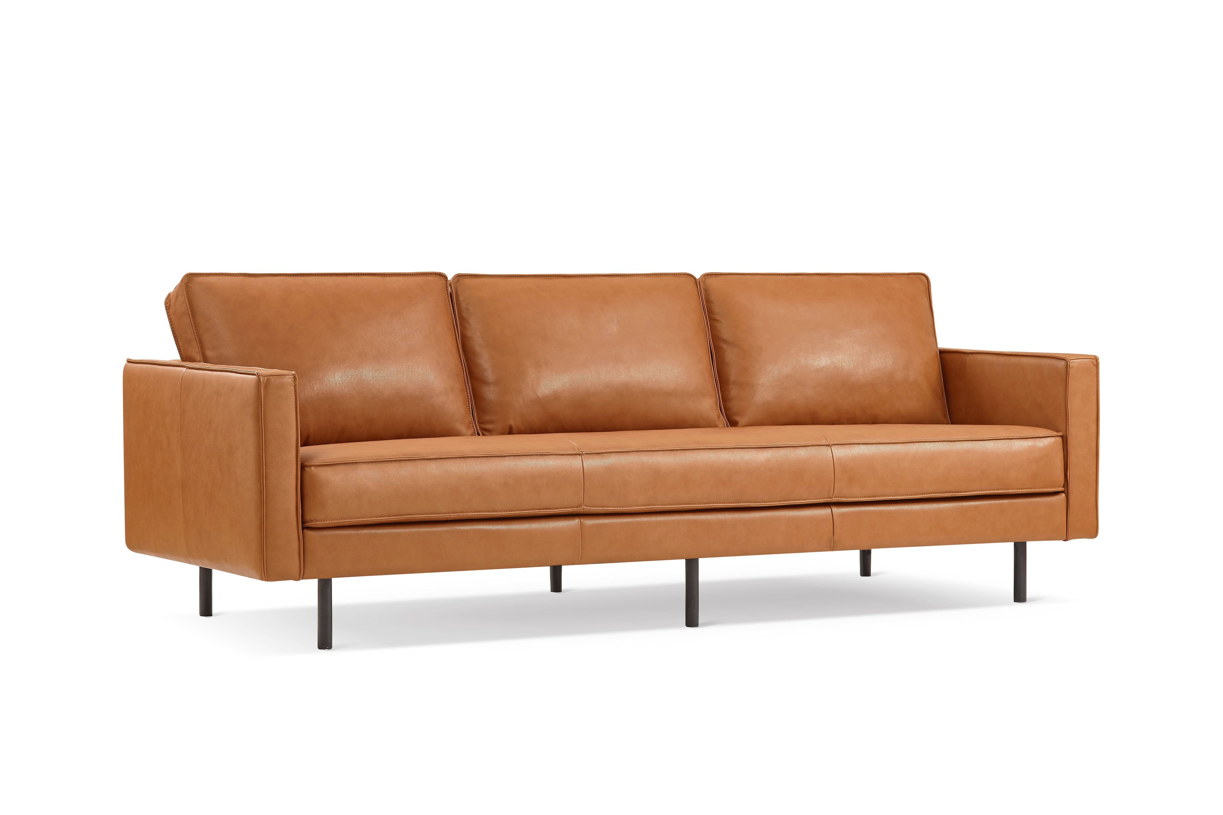 Valencia Varese Top Grain Leather Three Seats Sofa, Cognac