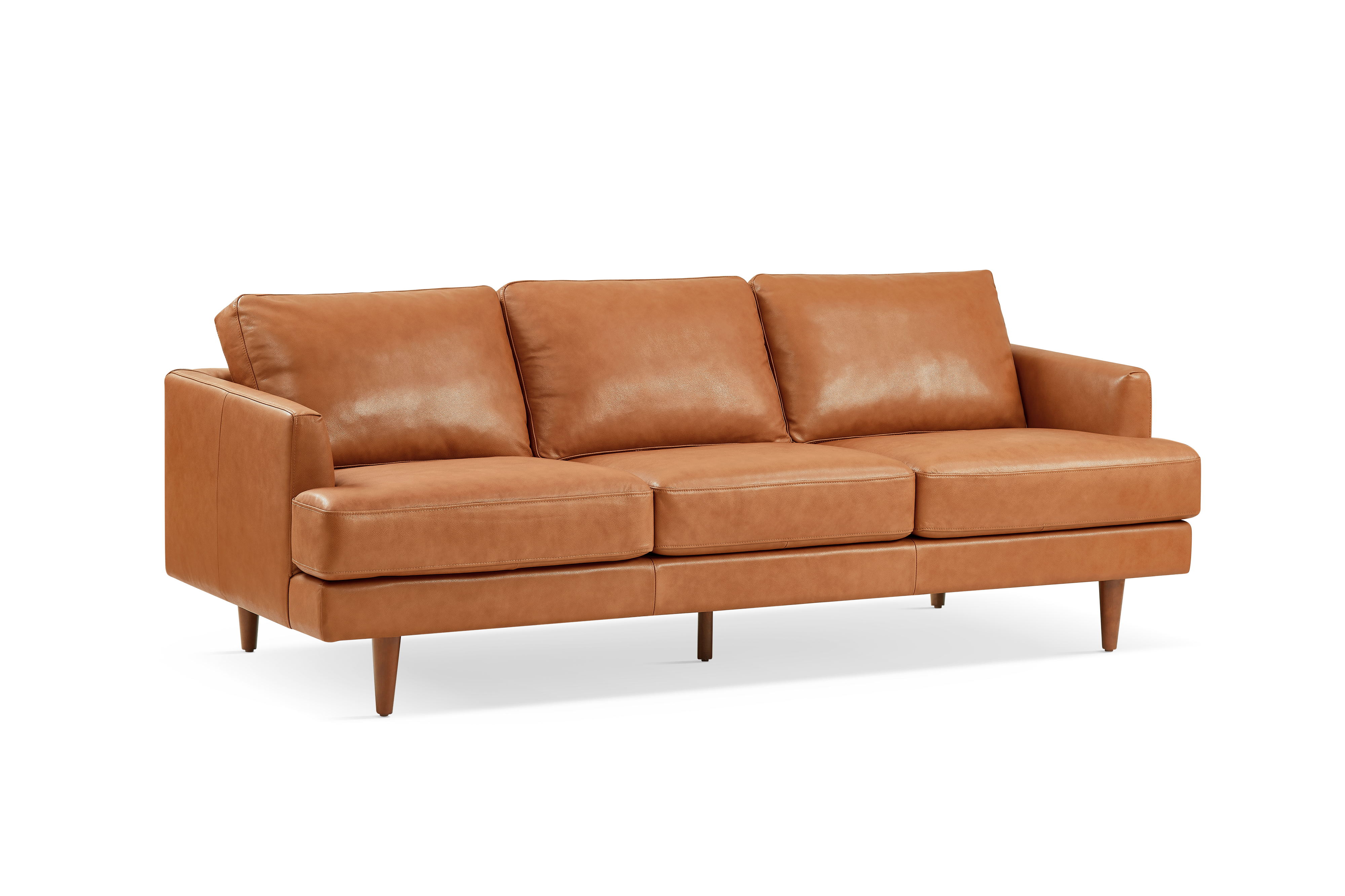 Valencia Grosseto Top Grain Leather Three Seats Sofa, Cognac