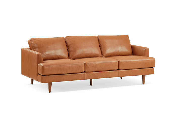 Valencia Grosseto Top Grain Leather Sofa, Three Seats, Cognac Color