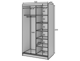 Marrphy Mirrored 2 Sliding Door Freestanding Wardrobe - Black/Oak Caramel