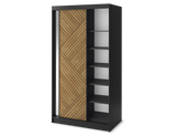 Marrphy Mirrored 2 Sliding Door Freestanding Wardrobe - Black/Oak Caramel