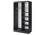 Marrphy Mirrored 2 Sliding Door Freestanding Wardrobe - Black/Oak Caramel
