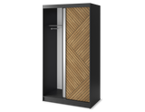 Marrphy Mirrored 2 Sliding Door Freestanding Wardrobe - Black/Oak Caramel