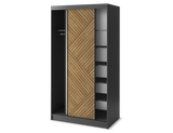 Marrphy Mirrored 2 Sliding Door Freestanding Wardrobe - Black/Oak Caramel