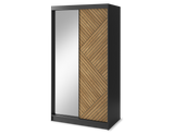 Marrphy Mirrored 2 Sliding Door Freestanding Wardrobe - Black/Oak Caramel