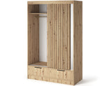 Voodi II Oak Wood Paneled Free Standing Wardrobe - Light Artisan Oak