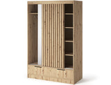 Voodi II Oak Wood Paneled Free Standing Wardrobe - Light Artisan Oak