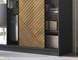 Marrphy Mirrored 3 Sliding Door Freestanding Wardrobe - Black/Oak Caramel