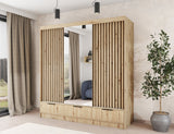 Voodi III Oak Wood Paneled Free Standing Wardrobe - Light Artisan Oak