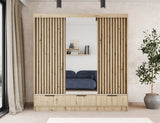 Voodi III Oak Wood Paneled Free Standing Wardrobe - Light Artisan Oak