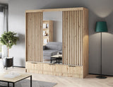 Voodi III Oak Wood Paneled Free Standing Wardrobe - Light Artisan Oak