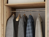 Voodi III Oak Wood Paneled Free Standing Wardrobe - Light Artisan Oak