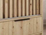 Voodi III Oak Wood Paneled Free Standing Wardrobe - Light Artisan Oak